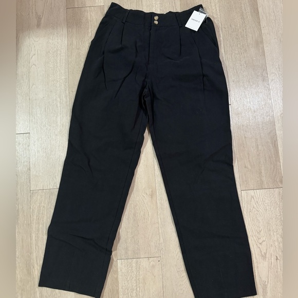 NWT Forever 21 Black High Rise Straight Leg Trousers Size Large - Picture 4 of 6